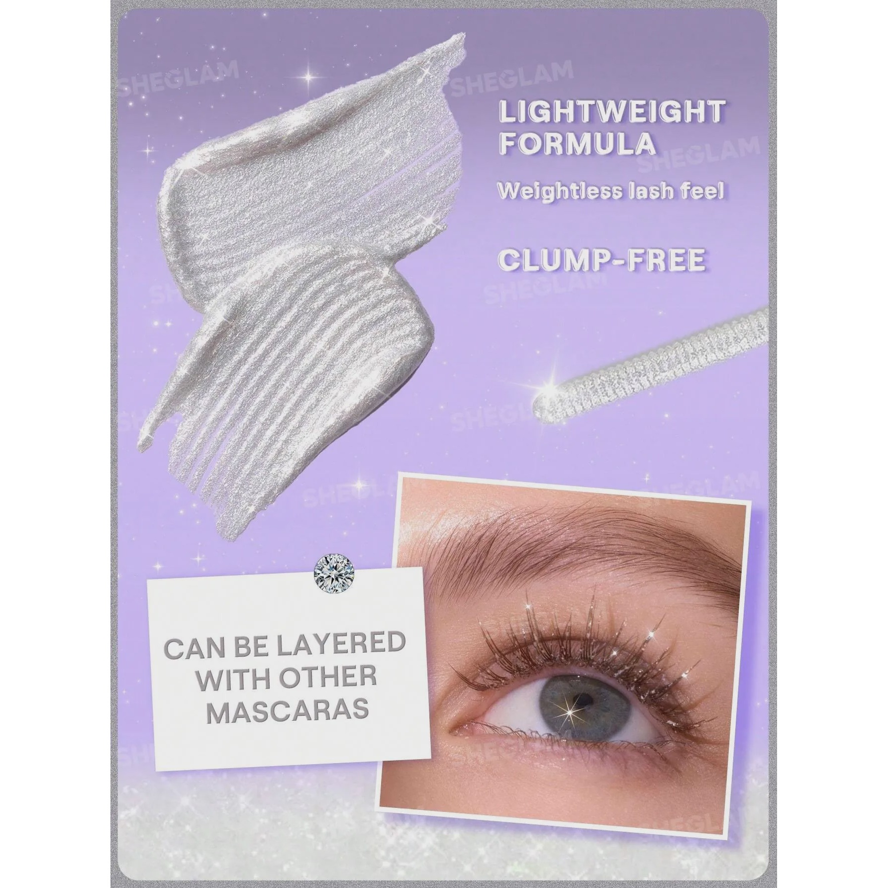ریمل شاین گلیتری نقره ای مدل Crystal Gaze Glitter آرایشی و بهداشتی ویونا