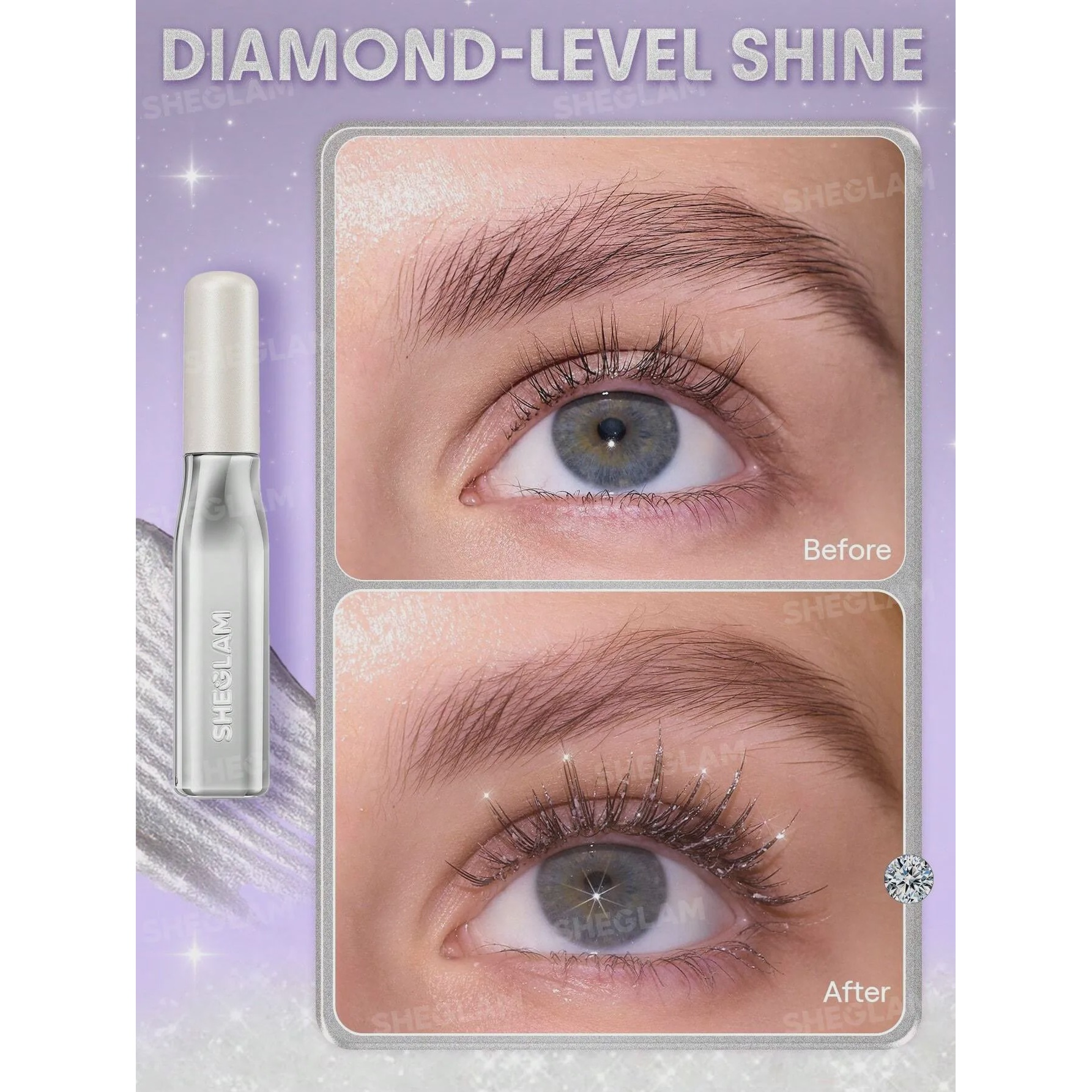 ریمل شاین گلیتری نقره ای مدل Crystal Gaze Glitter آرایشی و بهداشتی ویونا