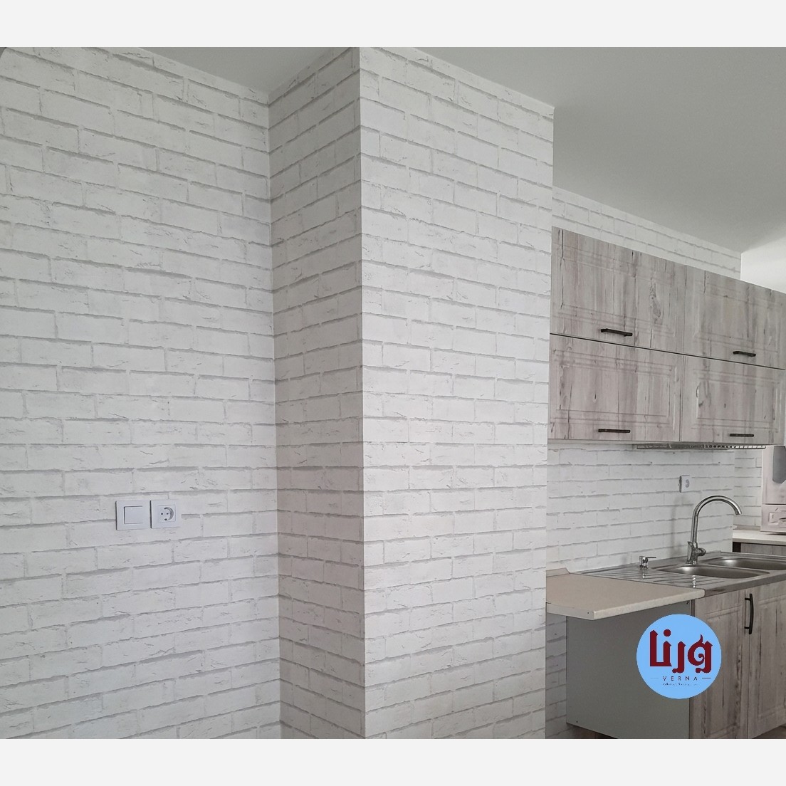برچسب بین کابینت طرح آجری سفید عرض 60 - کد 1-8227