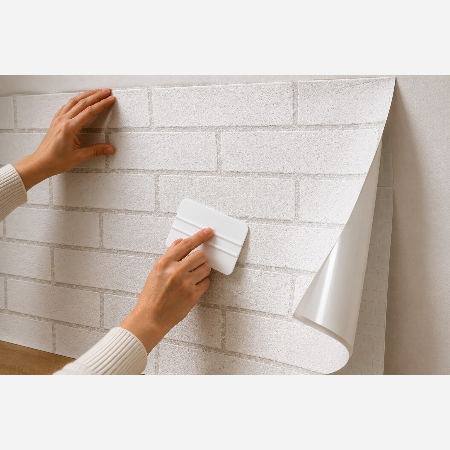 برچسب بین کابینت طرح آجری سفید عرض 60 - کد 1-8227