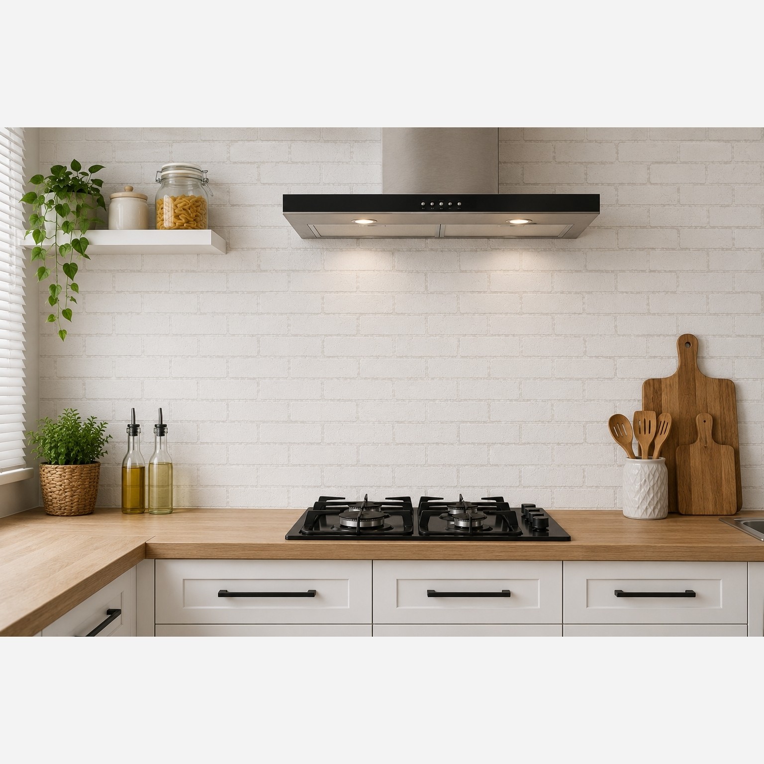 برچسب بین کابینت طرح آجری سفید عرض 60 - کد 1-8227