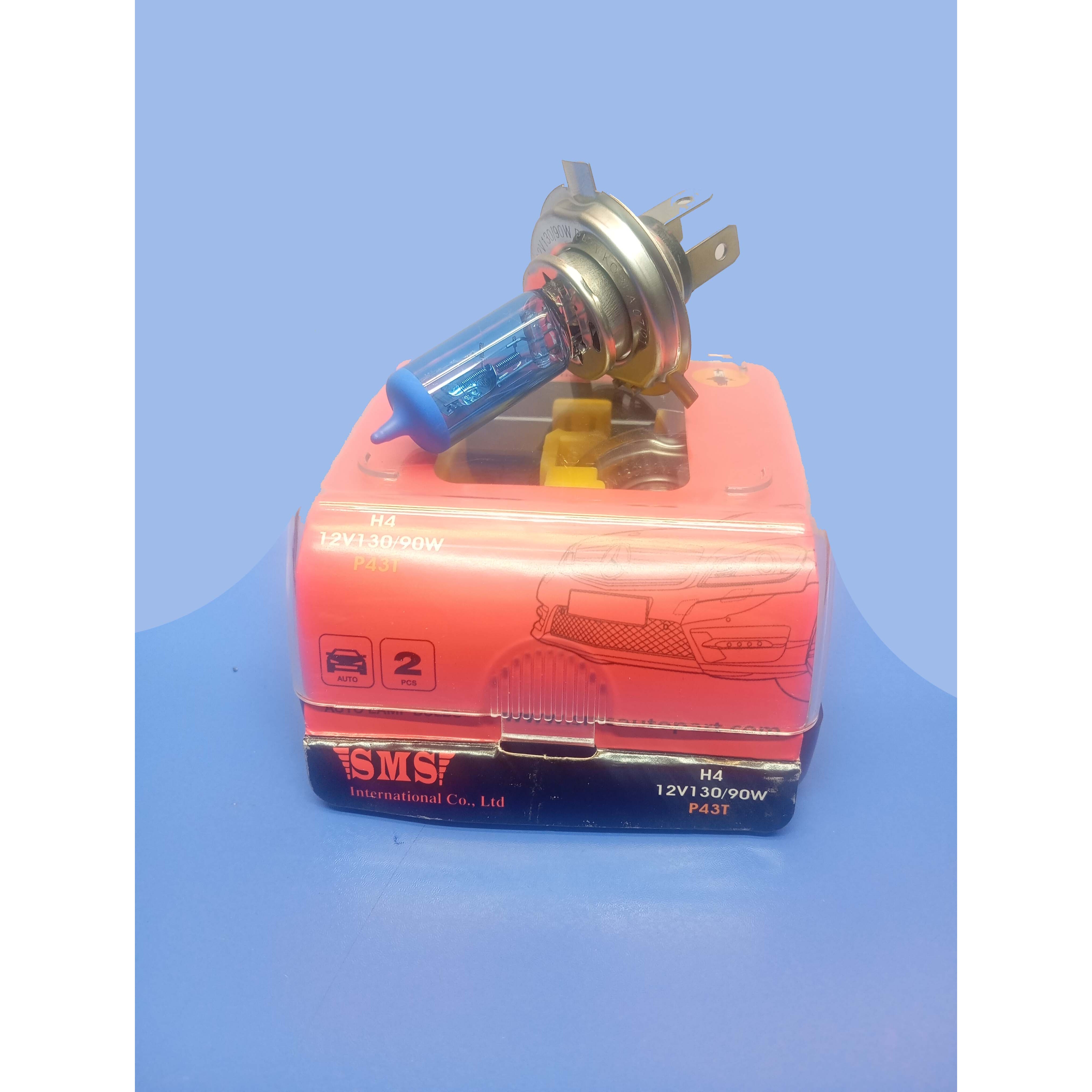 لامپ جلو H4 گازی سفید یخی سه فیش خار مناسب خودرو های پراید و پژو 12v130 90w