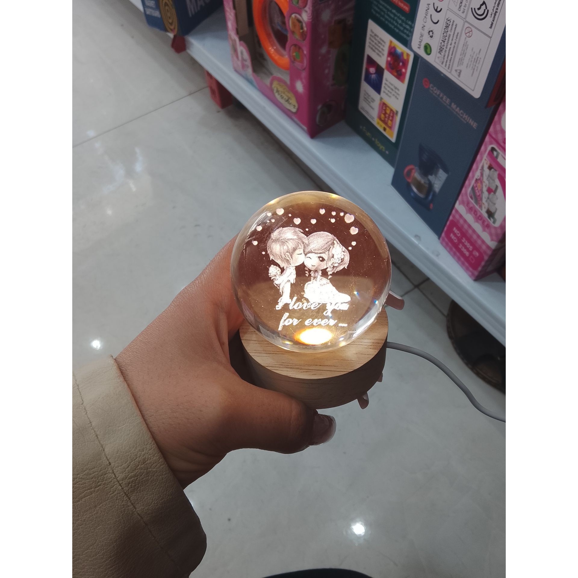 گوی شیشه ای چراغ خواب سایز 6