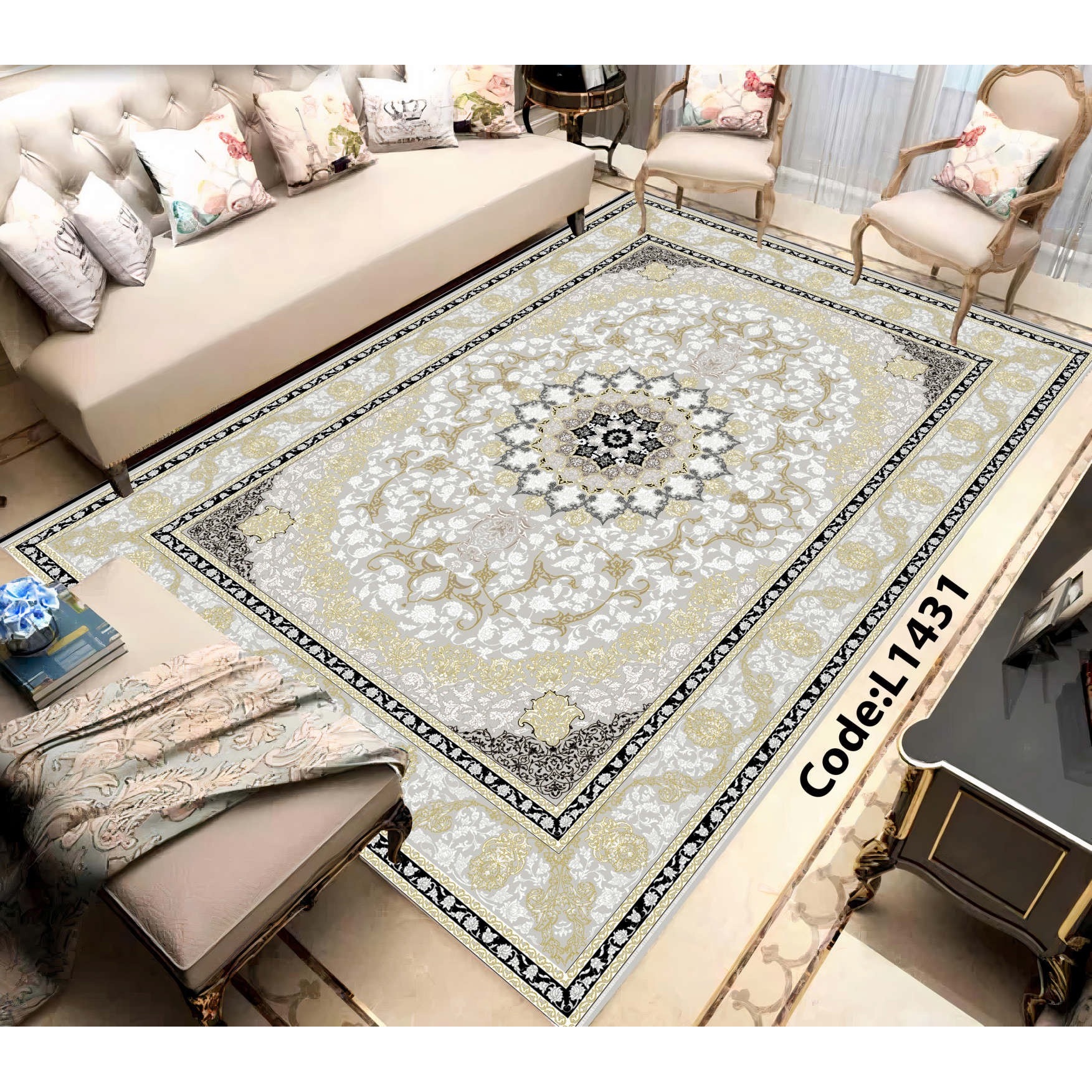 روفرشی کشدار (کاور فرش) و فرشینه و پادری کالای خواب متین کد L 1431