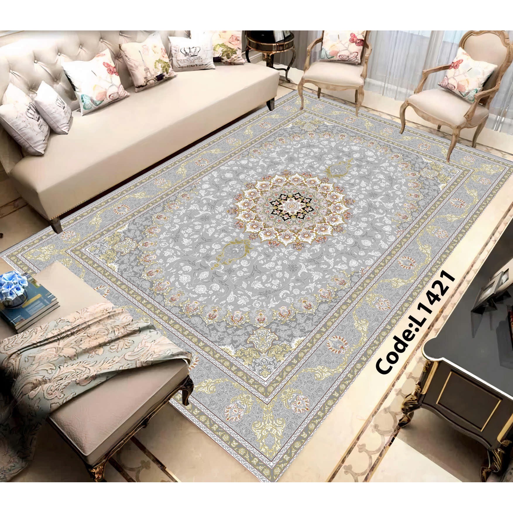 روفرشی کشدار (کاور فرش) و فرشینه و پادری کالای خواب متین کد L 1421