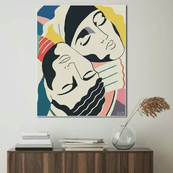 تابلو بوم چاپی لاویا طرح چهره کوبیسم کد ART-2063