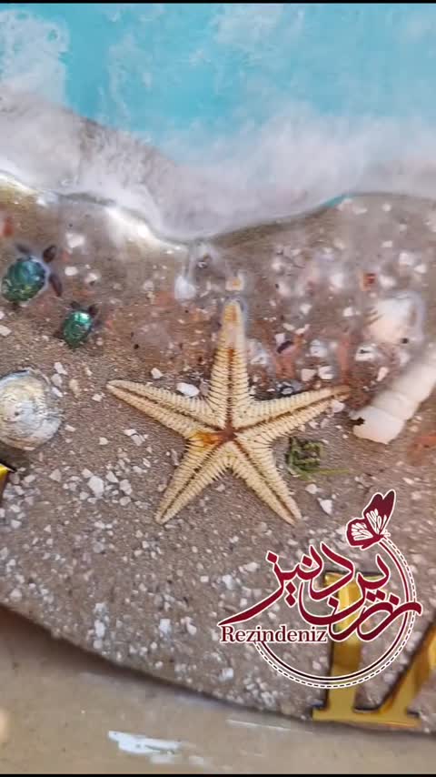 ساعت دیواری رزینی طرح دریا گرد قطر 60 سانت