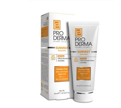 ضدآفتاب فاقد چربیSPF50 بی رنگ پرودرما مدل پوست چرب