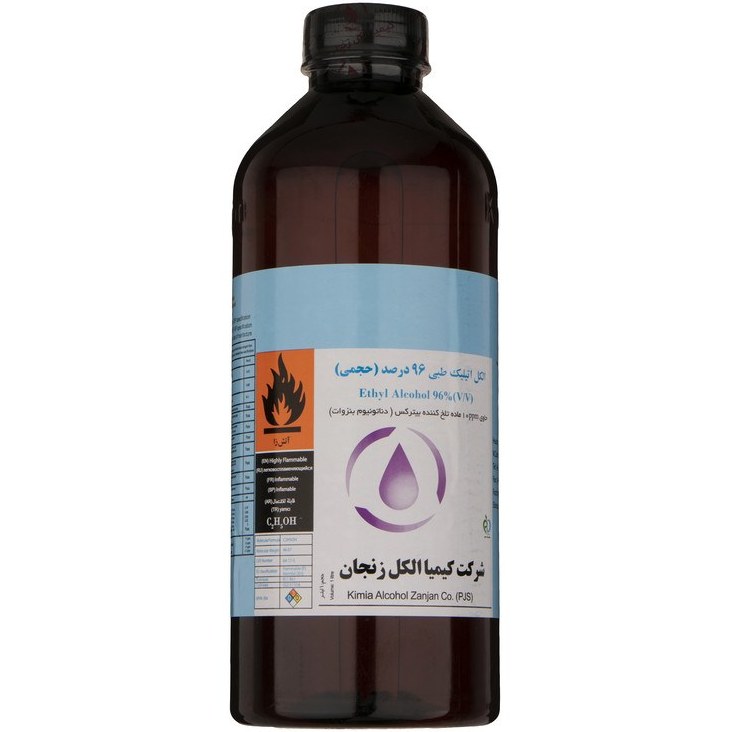  الکل اتیلیک طبی کیمیا الکل کماکل زنجان 96 درصد حجم 1 لیتر ا Kimia Alchol Zanjan Ethyl Alchohol 96 1L