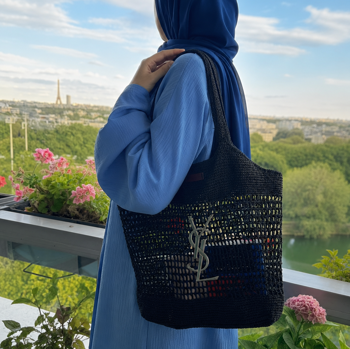 کیف رافیا YSL طرح نیمه توری