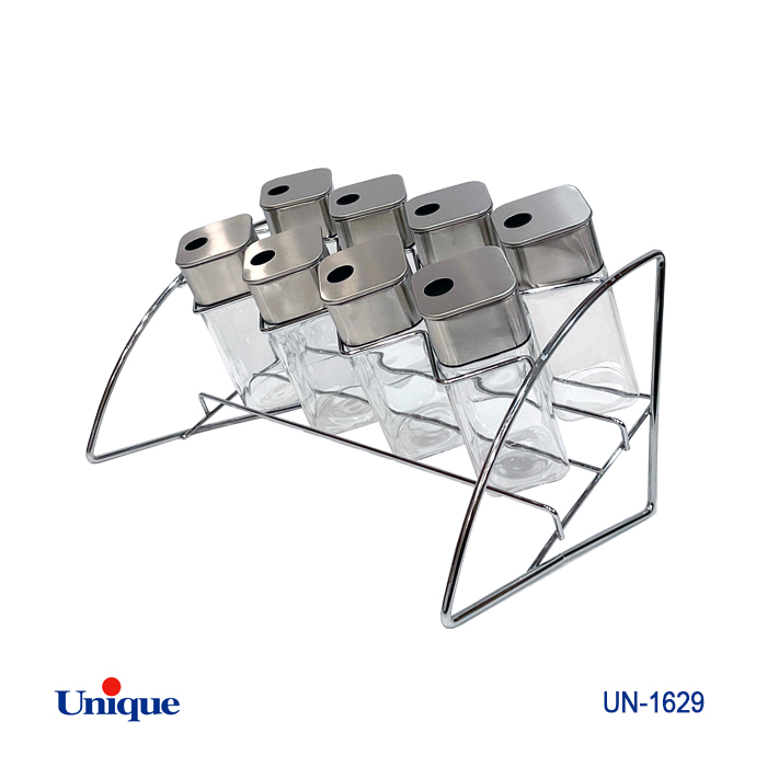 ست ادویه 8تایی شیشه مربع هلالی کد UN-1629
