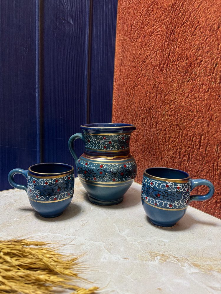 ست پارچ و لیوان سرامیکی آبی