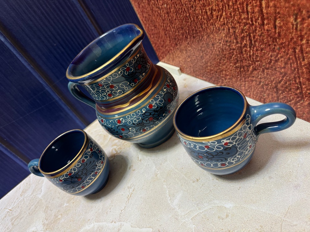 ست پارچ و لیوان سرامیکی آبی