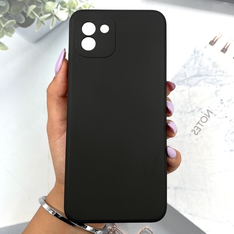 قاب گوشی Galaxy A03 سامسونگ سیلیکونی TPU Case طرح ساده رنگی محافظ لنز دار مشکی کد 796741