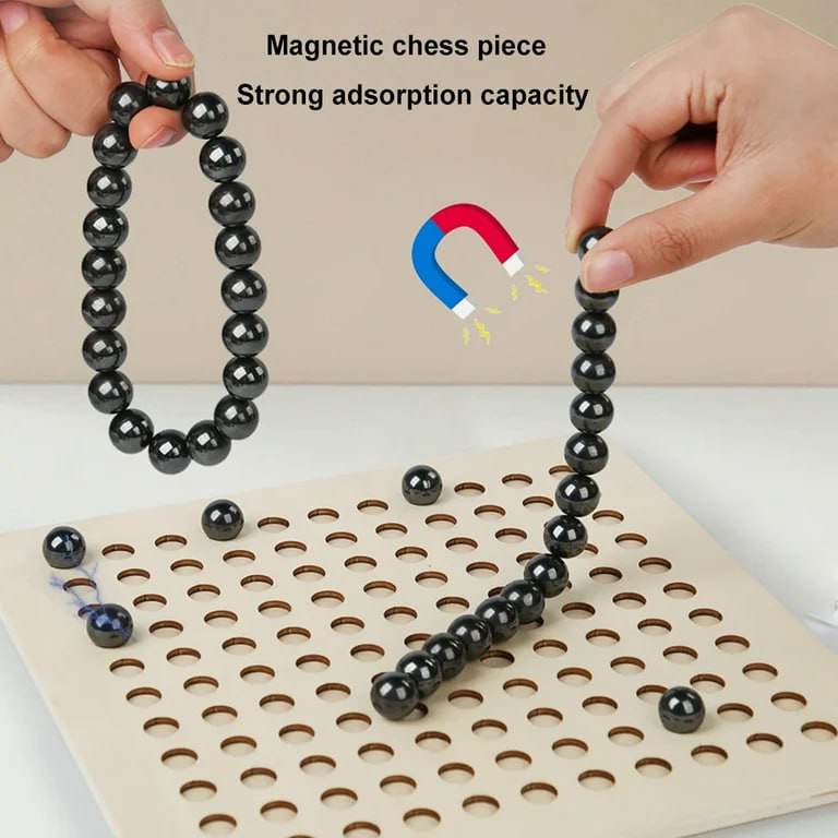 بازی فکری مگنت چس (Magnet Chess) مدل شطرنج آهنربایی 20 مهره صفحه چوبی