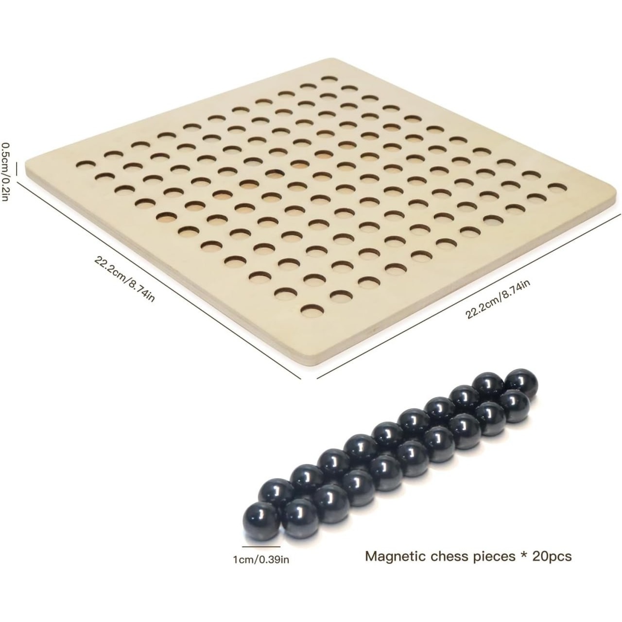بازی فکری مگنت چس (Magnet Chess) مدل شطرنج آهنربایی 20 مهره صفحه چوبی