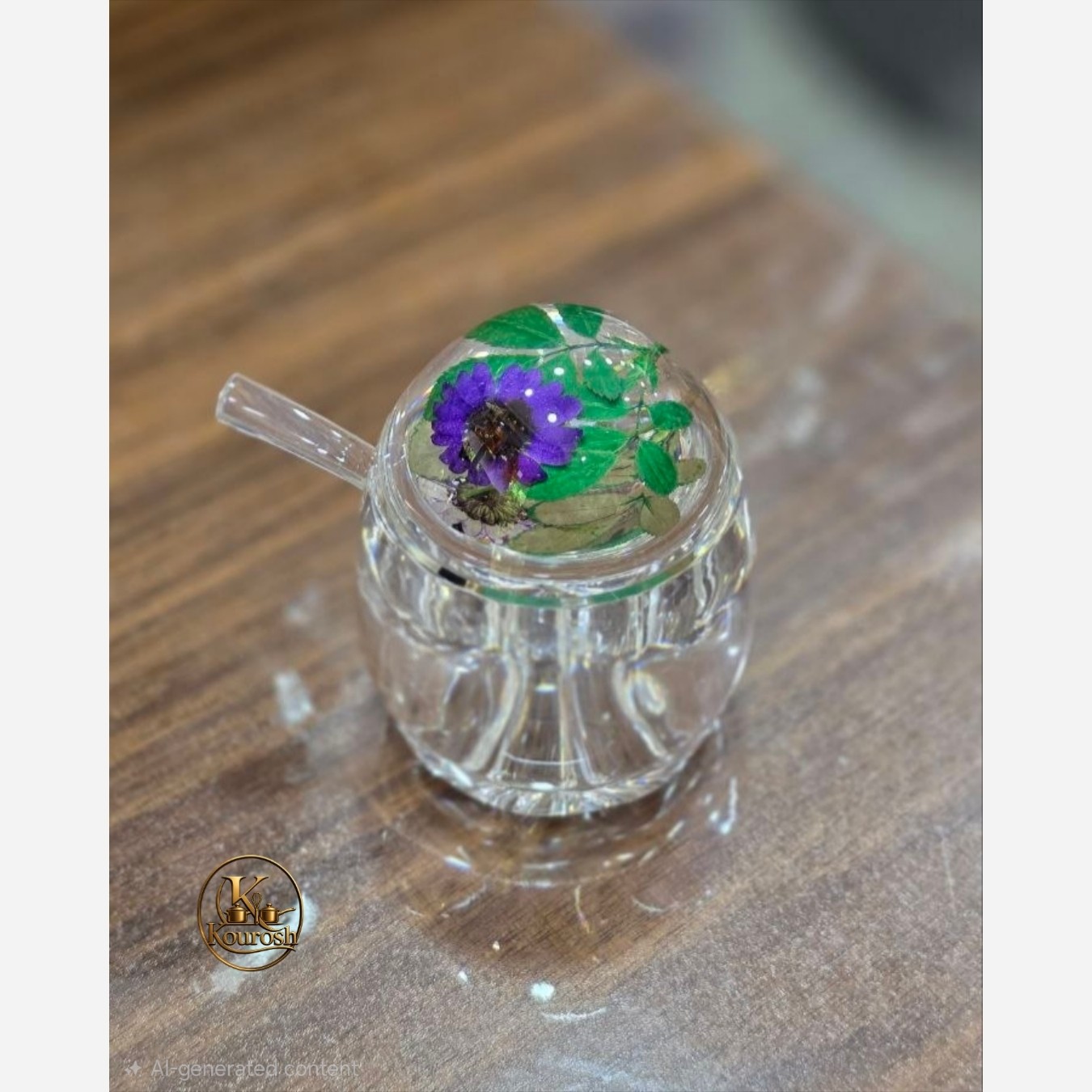 عسل خوری اکرولیک طرح گل و زنبور برند شنگیا خارجی پس کرایه