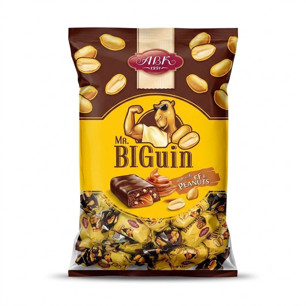 شکلات مستر بیگوئین ABK با تکه های بادام زمینی وزن 1000 گرم (پیشنهاد میشه)