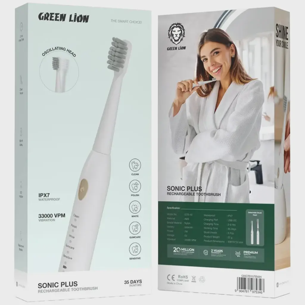 مسواک برقی شارژی Green Lion مدل Sonic Plus Rechargeable Toothbrush