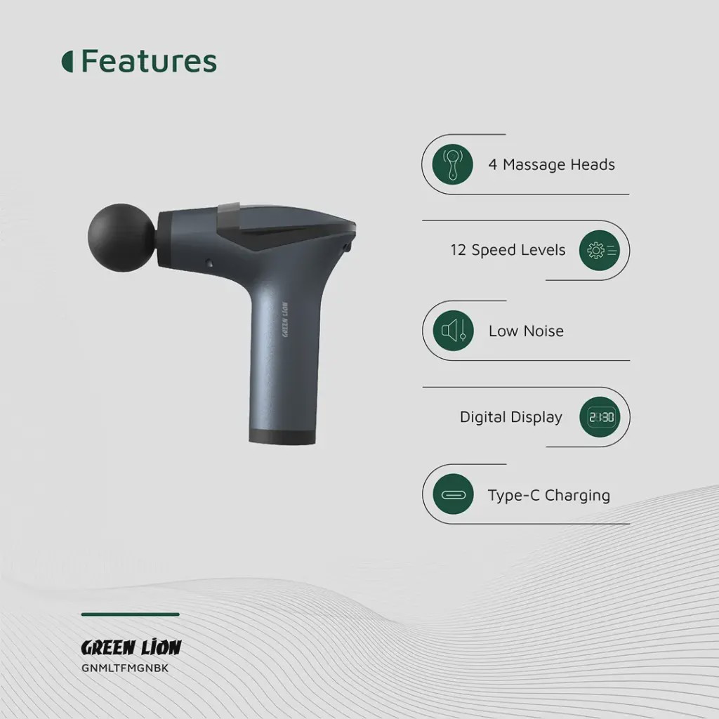 ماساژور تفنگی چند منظوره Green Lion مدل Multifunctional Massage Gun GMG-05