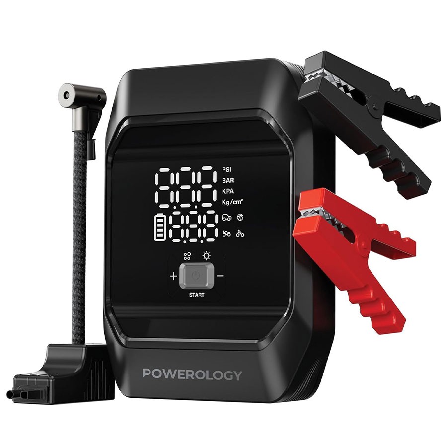 جامپ استارتر و پمپ باد قابل حمل Powerology مدل Inflate Boost Jump Starter Air Compressor PWKF03M