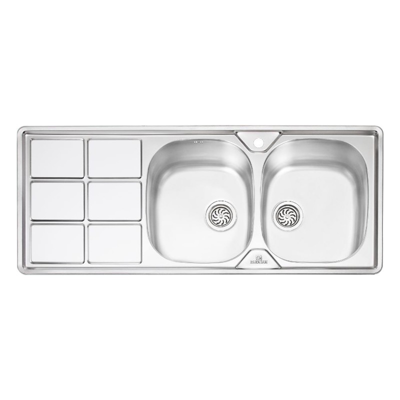 سینک ظرفشویی پرنیان مدل PS1224 توکار 2 لگن استیل