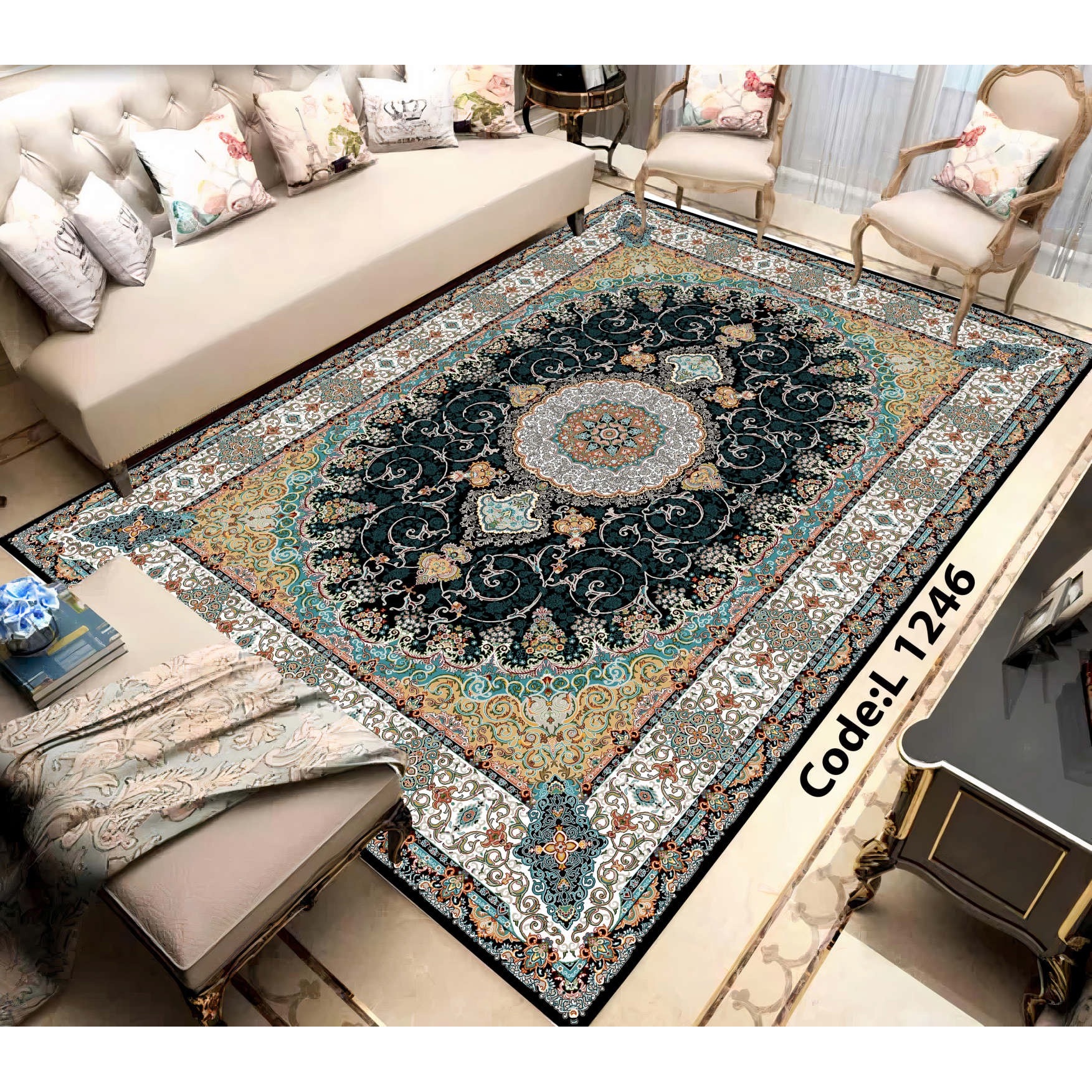 روفرشی کشدار (کاور فرش) و فرشینه و پادری کالای خواب متین کد L 1246