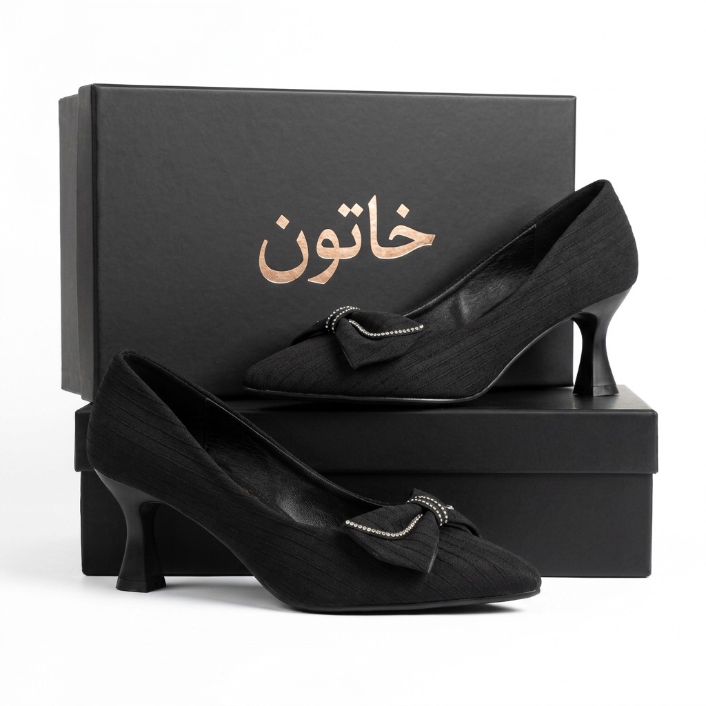 کفش مجلسی پاشنه دار زنانه پارما مدل ساتن پاپیون