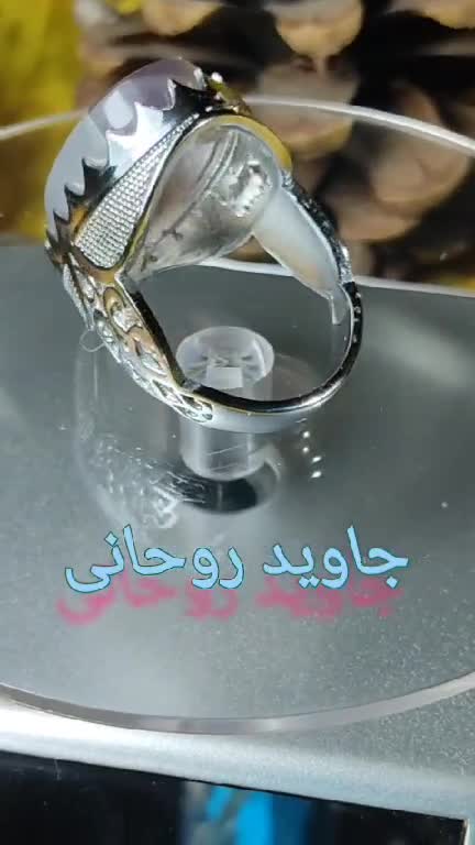 انگشتر مردانه درشت عقیق سوسنی دو طبع لانه زنبوری 