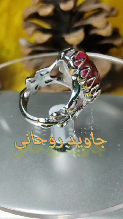 انگشتر مردانه نگین چشم ببر سرخ یا  چشم شاهین سرخ پرتلالو طبیعی و معدنی 