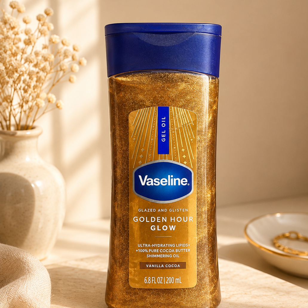 روغن ژلی شاین بدن وازلین مدل GOLDEN HOUR GLOW اورجینال 200 میل