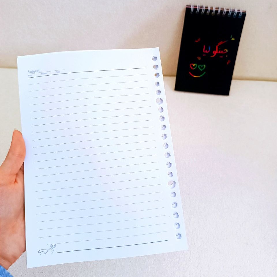 برگه کلاسور A5 یدک کلاسور A5 صد برگ 20 حلقه
