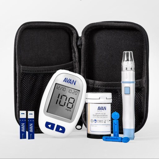  دستگاه تست قندخون آوان مدل AGM01 همراه 25 عدد نوار ا Avan AGM01 Blood Glucose Meter + 25 Test Strips Pack