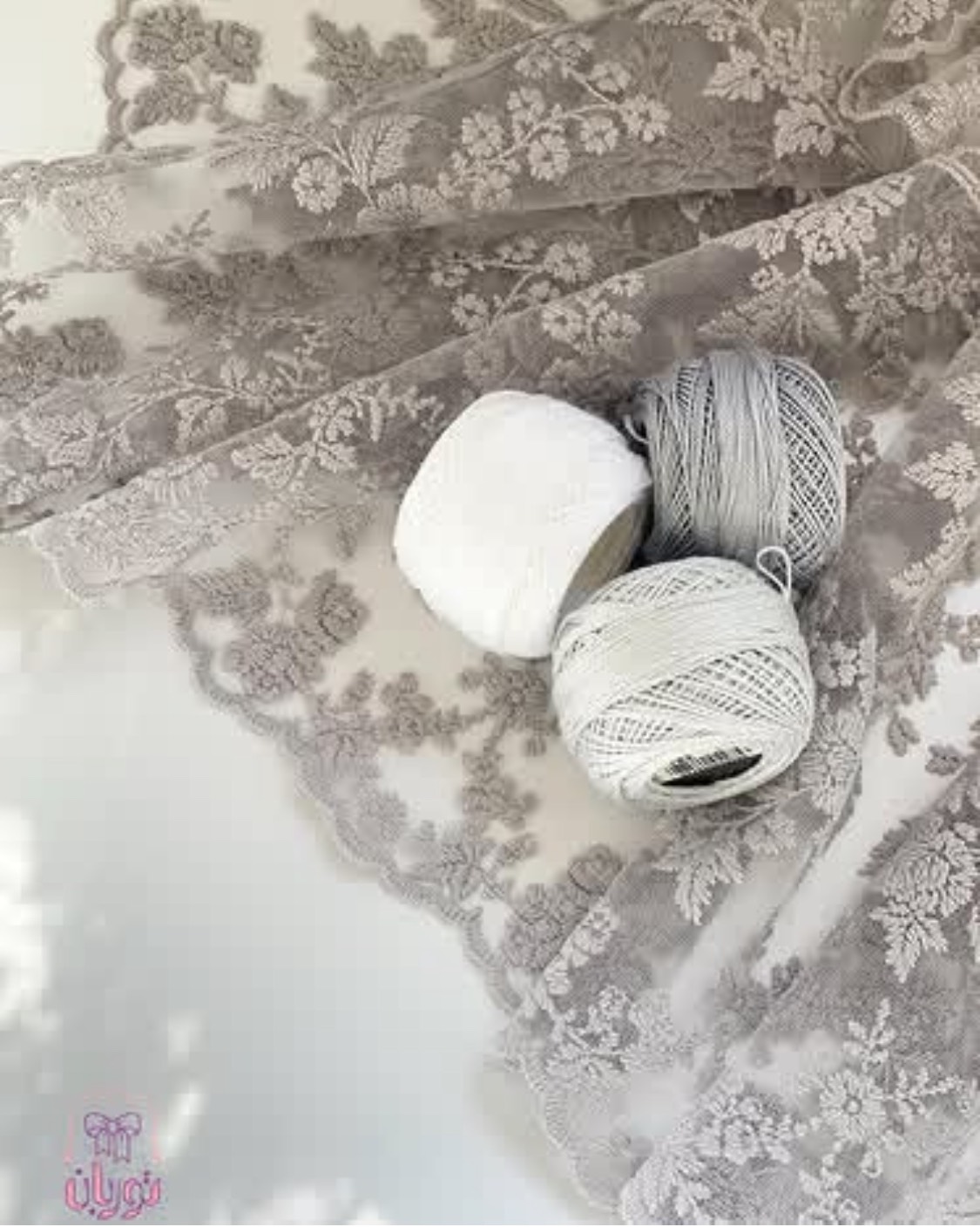 نخ عمامه دمسه سفید و طوسی
