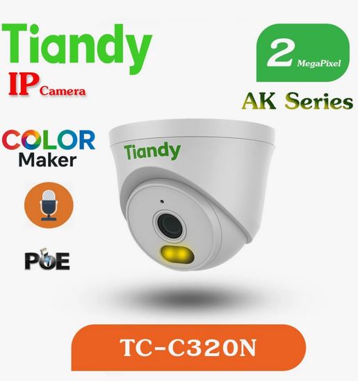 دوربین دام AK تحت شبکه 2 مگاپیکسل TC-C320N برند تیاندی دید در شب رنگی + میکروفن