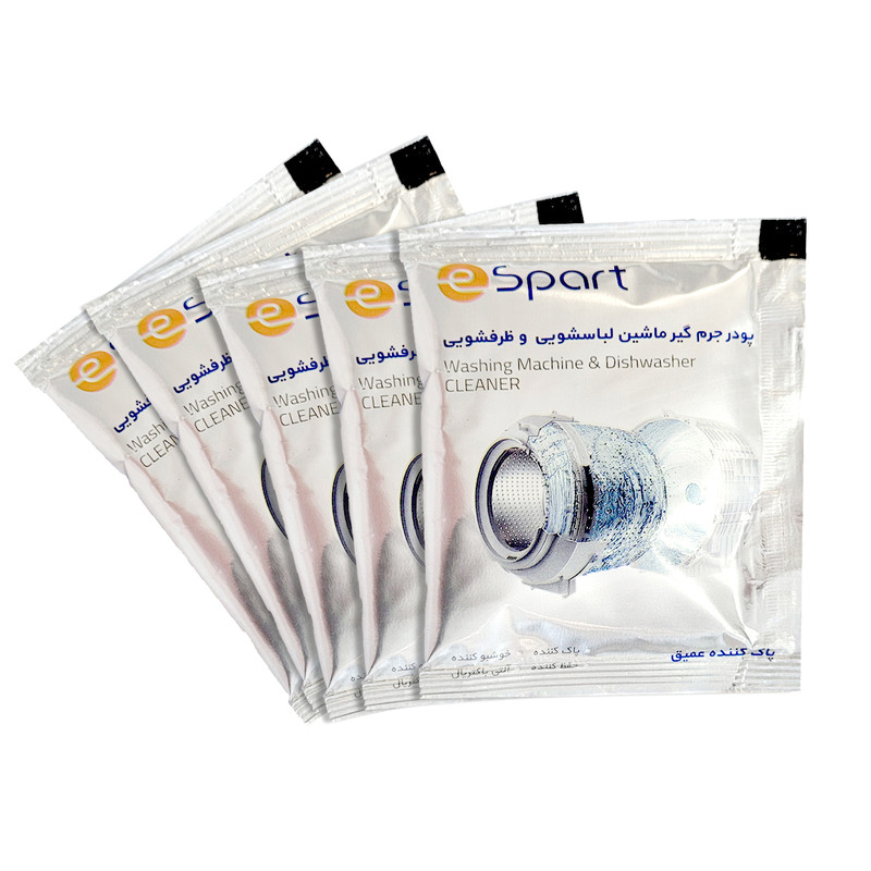 پودر جرم گیر ماشین لباسشویی e اسپارت مدل E101 وزن 50 گرم بسته 5 عددی