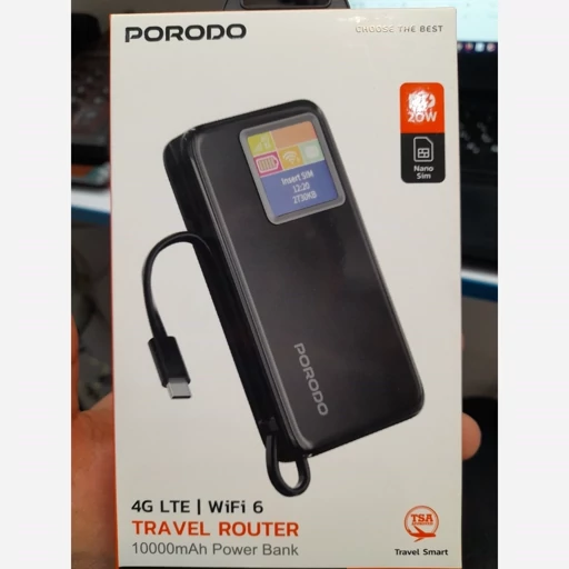 پاوربانک 10000 و مودم جیبی Porodo 4G LTE با WIFI 6