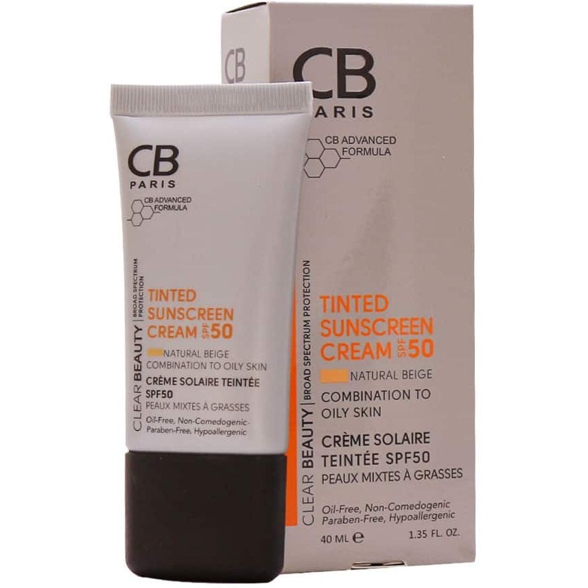 کرم ضدآفتاب رنگی(نچرال بژ)مناسب پوست مختلط تا چرب SPF50 سی بی 40میل - بژ طبیعی