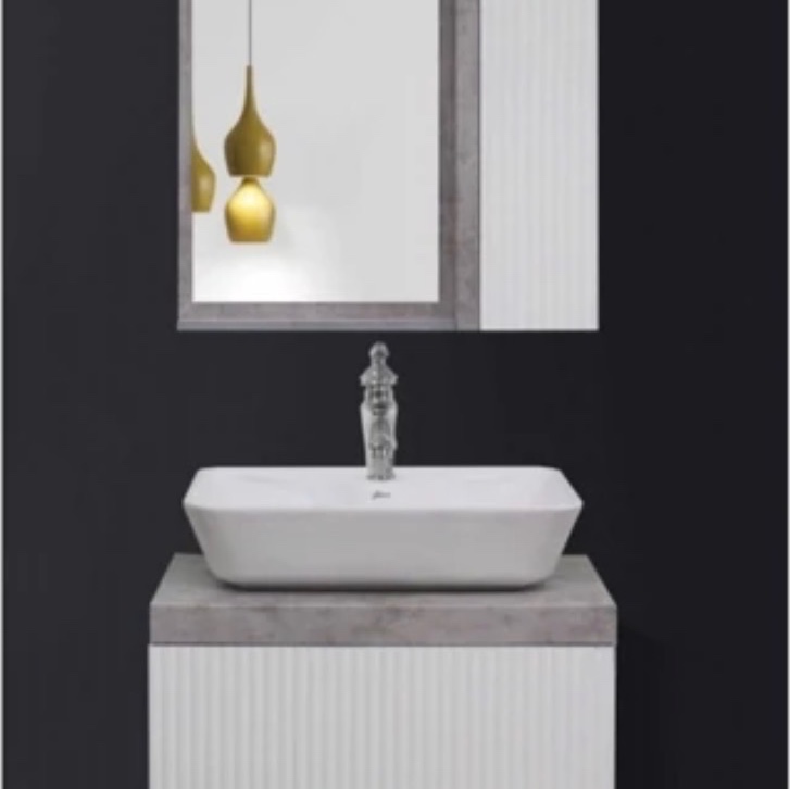 روشویی کابینتی سفید پتینه سایز 60*40 بهمراه آینه باکس و روشویی گاتریا درجه یک