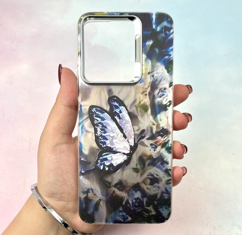 قاب گوشی Redmi 13 / Redmi 13x / Poco M6 4G شیائومی Crystal Case پینترستی نقاشی لنز سیلور طرح پروانه یاسی کد 932262