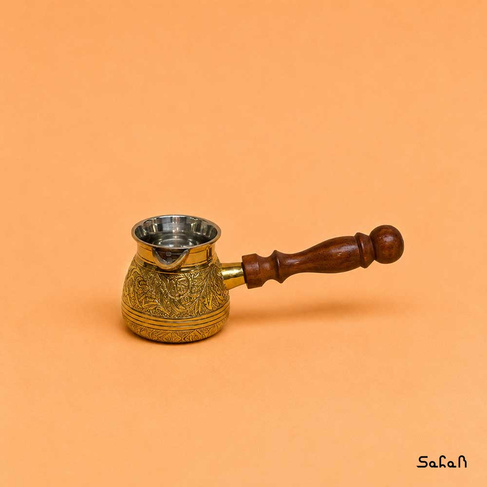قهوه جوش برنجی طرح گل سایز 1