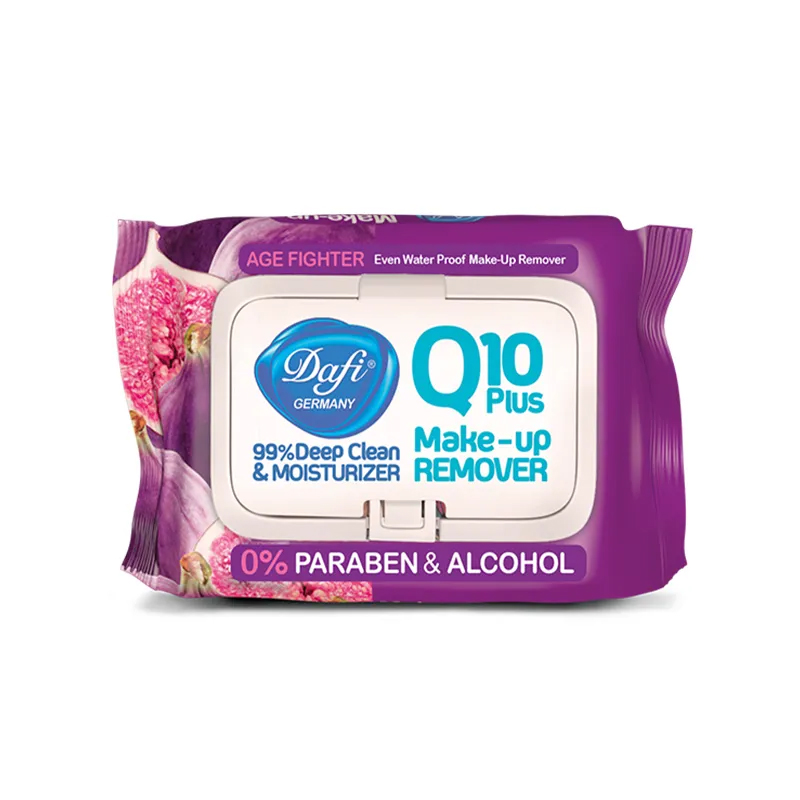 دستمال مرطوب پاک کننده آرایش دافی مدل Q10 (طرح میوه انجیر) بسته 50 عددی