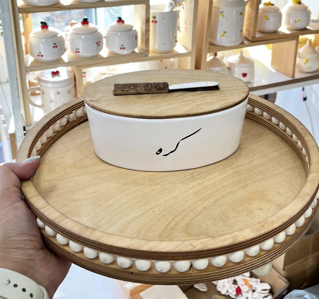 ظرف کره بیضی درب چوب