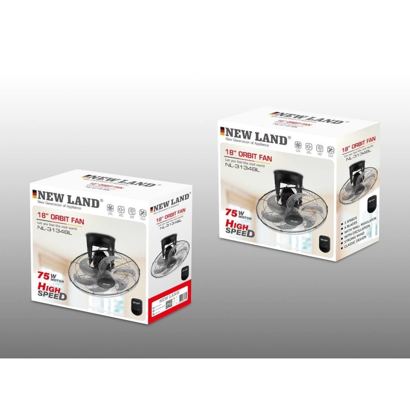پنکه سقفی مدل دیواری مشکی Newland مدل 3134BL کپی