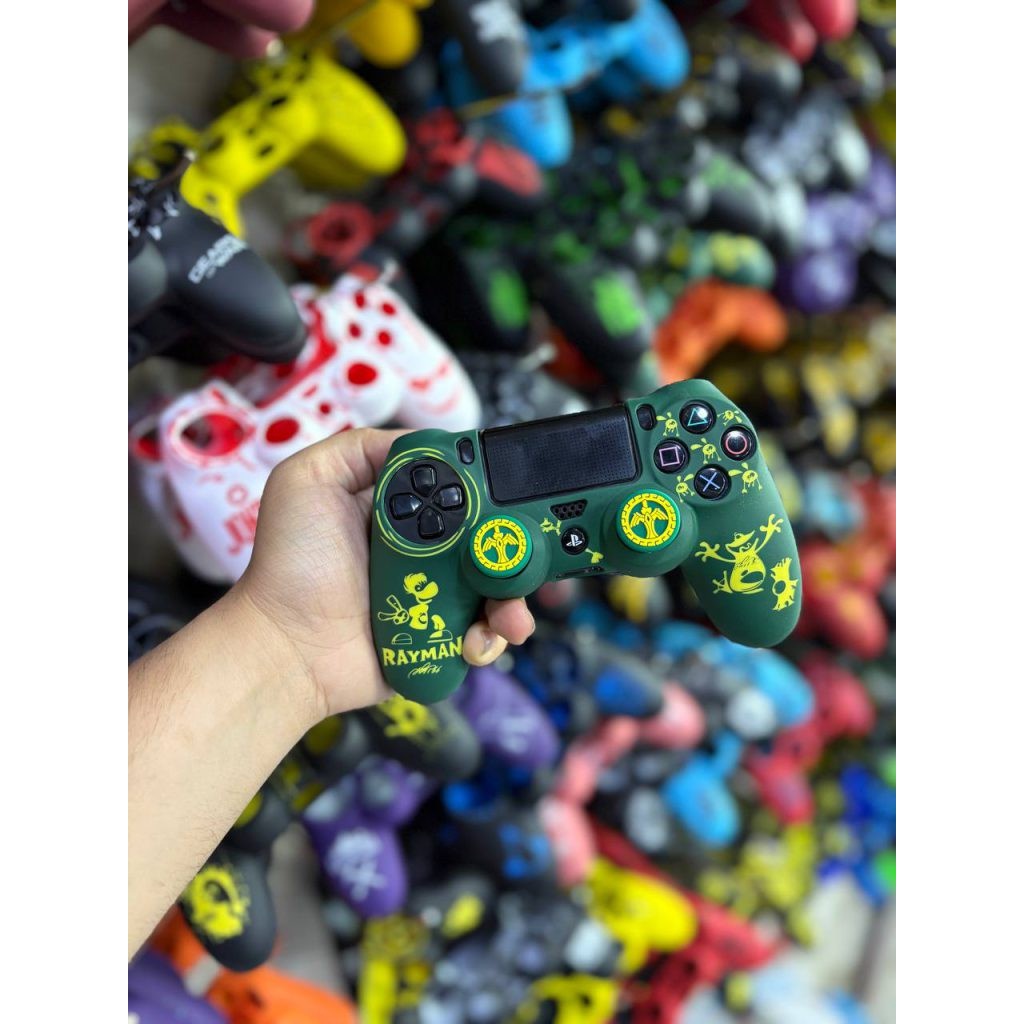 کاور دسته سیلیکونی Ps4 دو عدد سر آنالوگ برجسته گرین پلاس