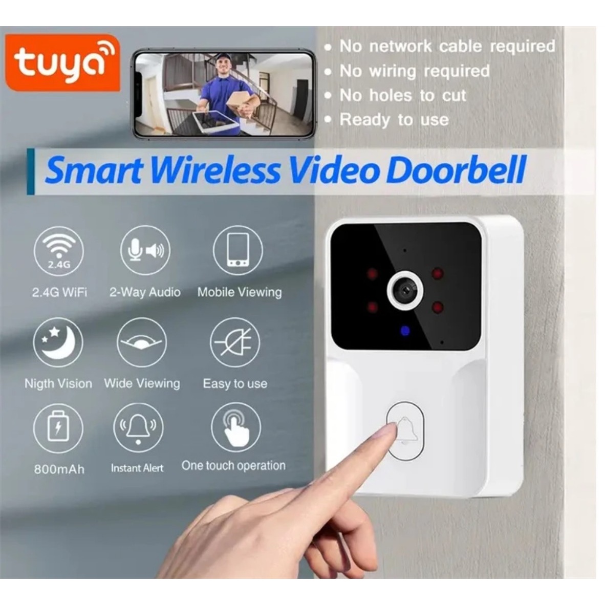 زنگ بی سیم هوشمند آپارتمان و منزل مدل mini doorbel، قابلیت مکالمه تصویری با گوشی موبایل