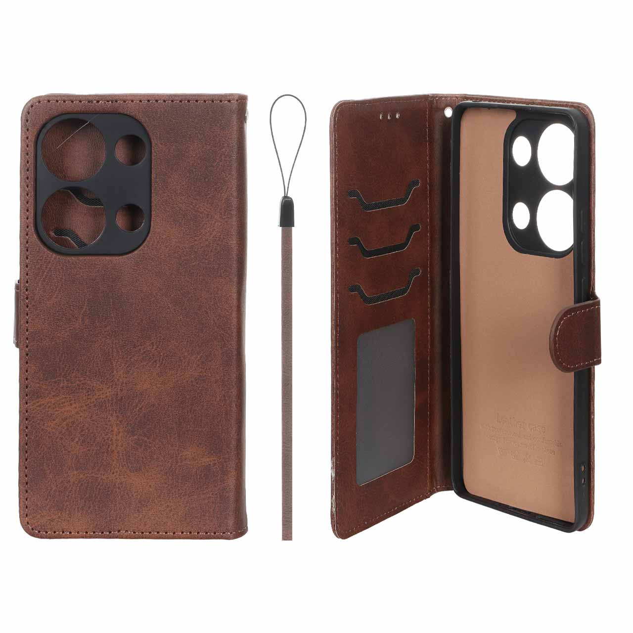 کیف موبایل چرمی جاکارتی محافظ لنزدار درجه یک داخل خز شیائومی مدل Xiaomi Redmi Note 14S Note 13 Pro 4G Poco M6 Pro 4G