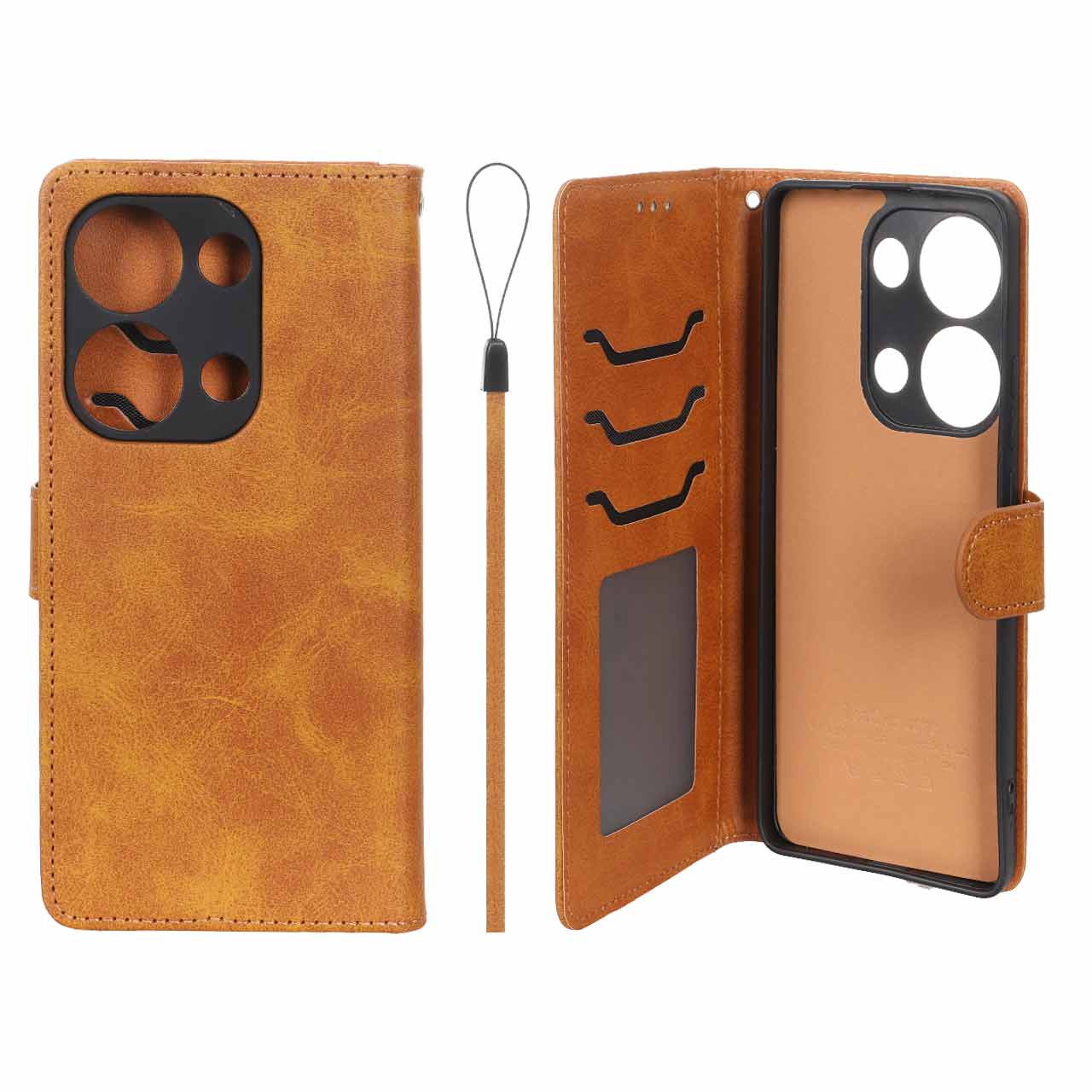 کیف موبایل چرمی جاکارتی محافظ لنزدار درجه یک داخل خز شیائومی مدل Xiaomi Redmi Note 14S Note 13 Pro 4G Poco M6 Pro 4G