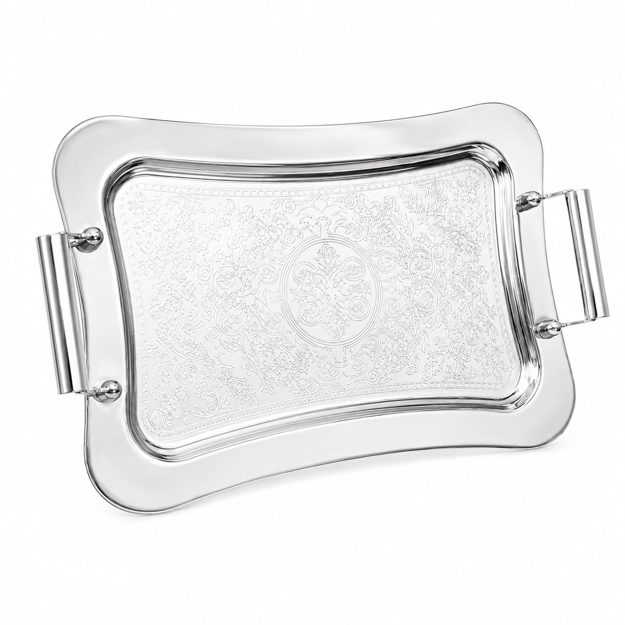 سینی استیل نگین آلفا مستطیل بزرگ طرحدار A2P کد 70061