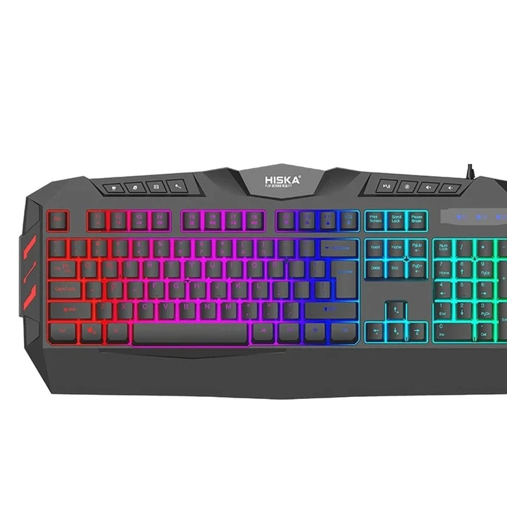 کیبورد گیمینگ هیسکا مدل HX-KEG400 RGB، سوییچ ممبران، Full-Size نورپردازی RGB